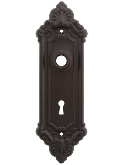 Stamped Brass French-Baroque Back Plate with Keyhole in Oil-Rubbed Bronze.